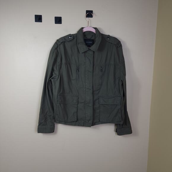 Banana Republic Olive Green Cropped Utility Jacket Size L - Picture 1 of 14